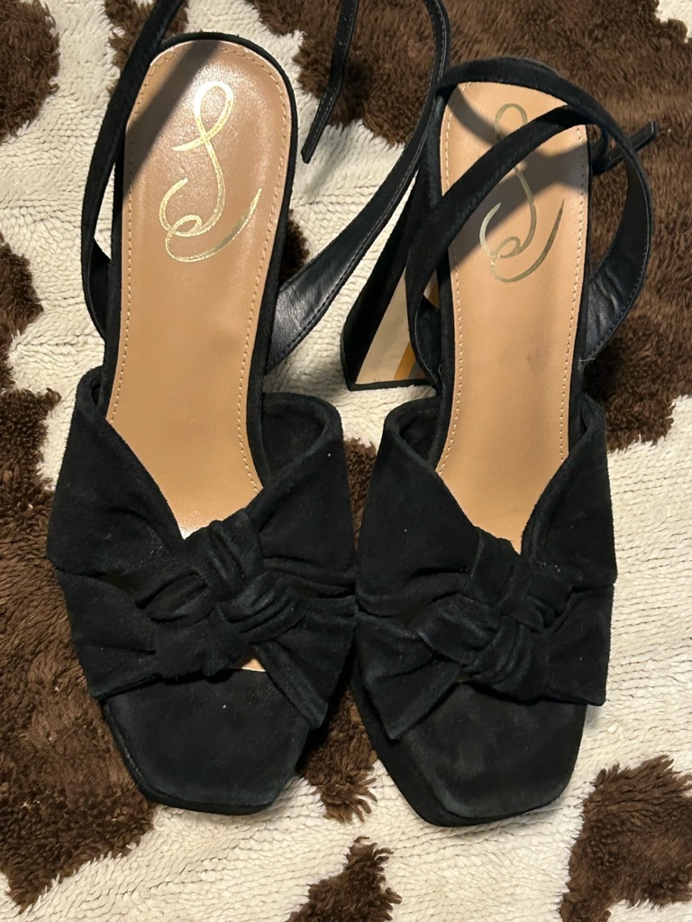 Sam Edelman Black Knotted Open-Toe Slingback Heels